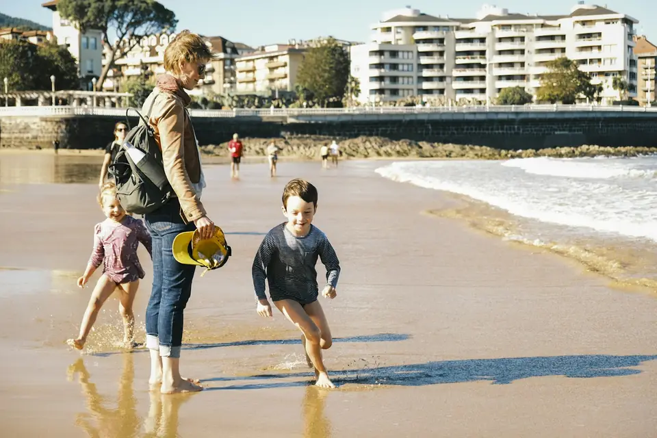 Family on beach